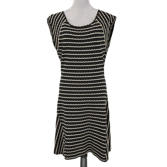 Jessica Simpson Sweater Dress Womens XL Black Ivory Stripes Knit Fit n Flare - Picture 1 of 12
